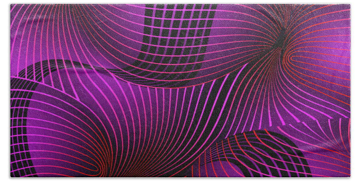 Space-time Bath Towel featuring the painting Space-Time No-2, Pink by David Arrigoni