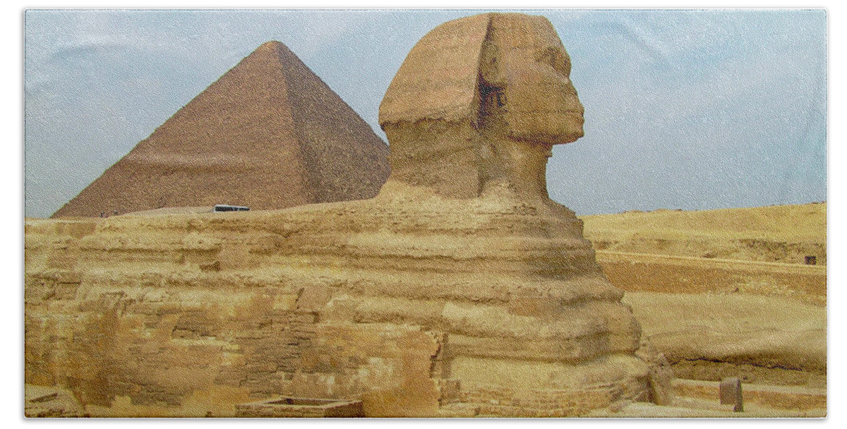 Sphinx Bath Towel featuring the photograph Sphinx at Giza, Egypt j3 by Dr Guy Sion