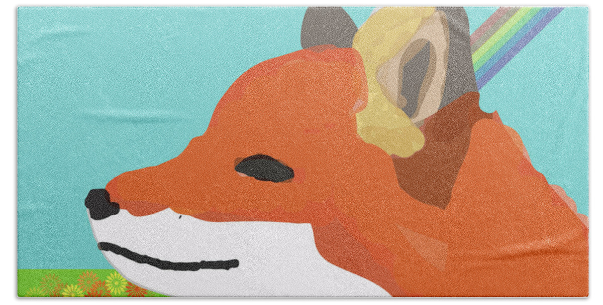 Fox Hand Towel featuring the digital art Spring Fox by Caroline Elgin