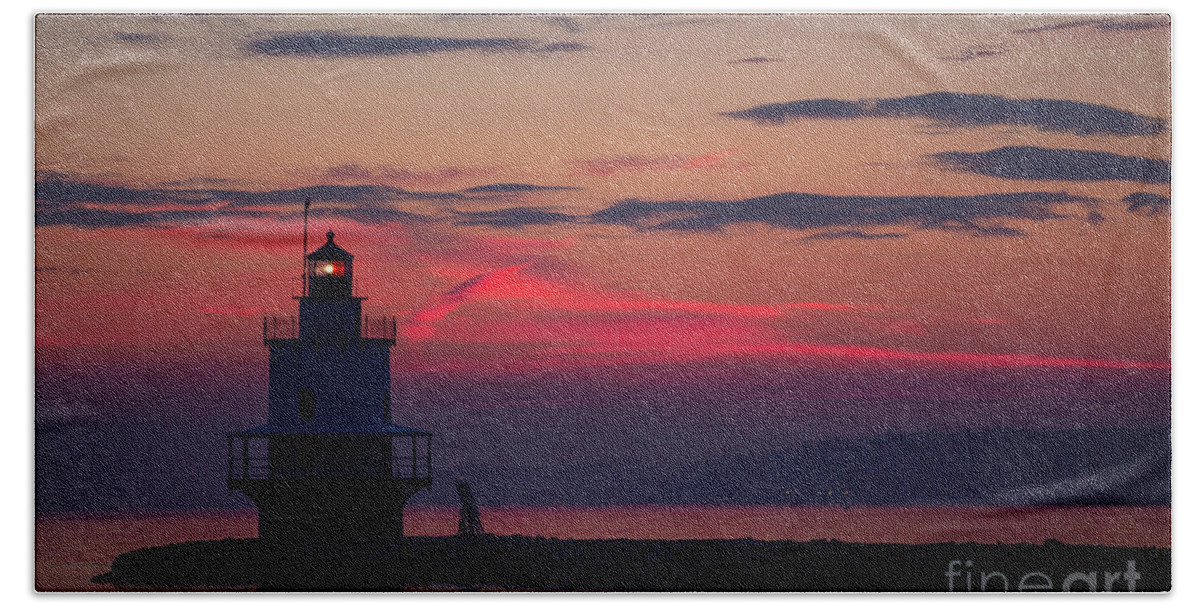 Lighthouse Hand Towel featuring the photograph Spring Point Ledge Lighthouse by Diane Diederich