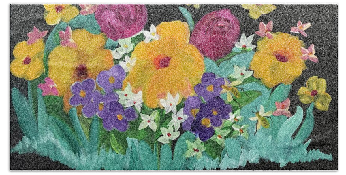 Roses Bath Towel featuring the painting Spring Wishes by Christina Schott