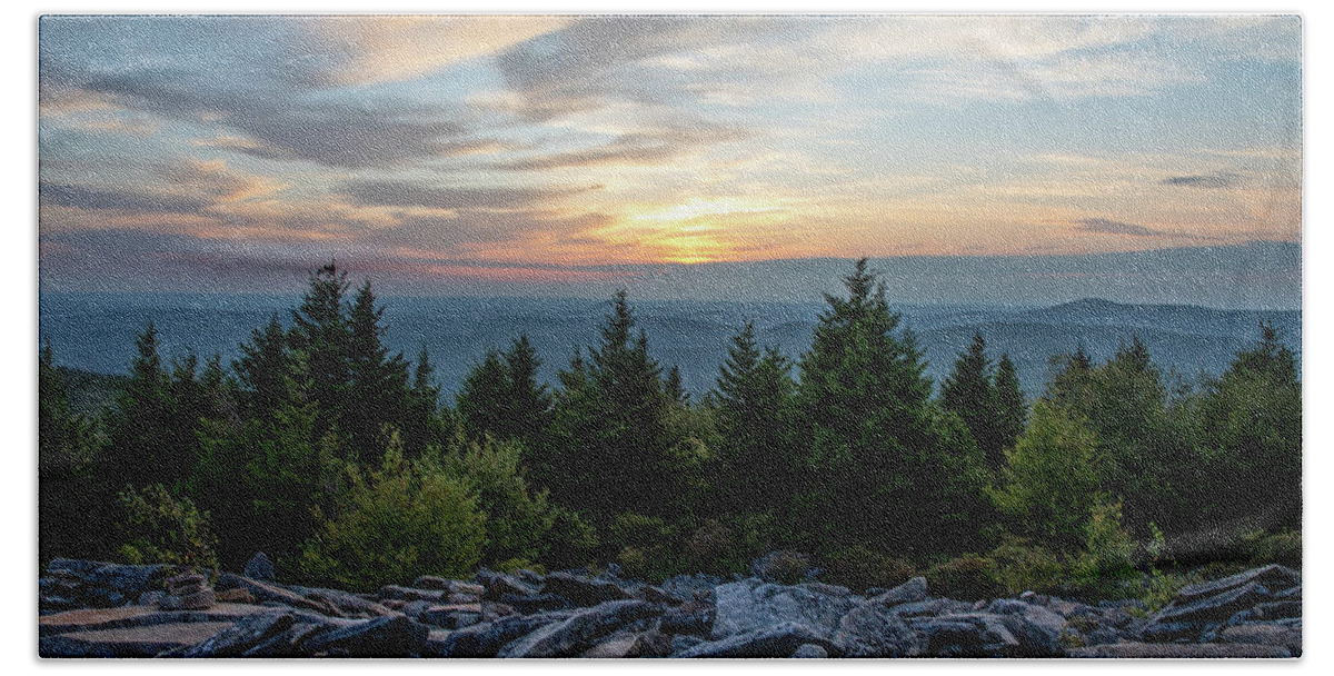 Spruce Knob Hand Towel featuring the photograph Spruce Knob September Sunset by Jaki Miller