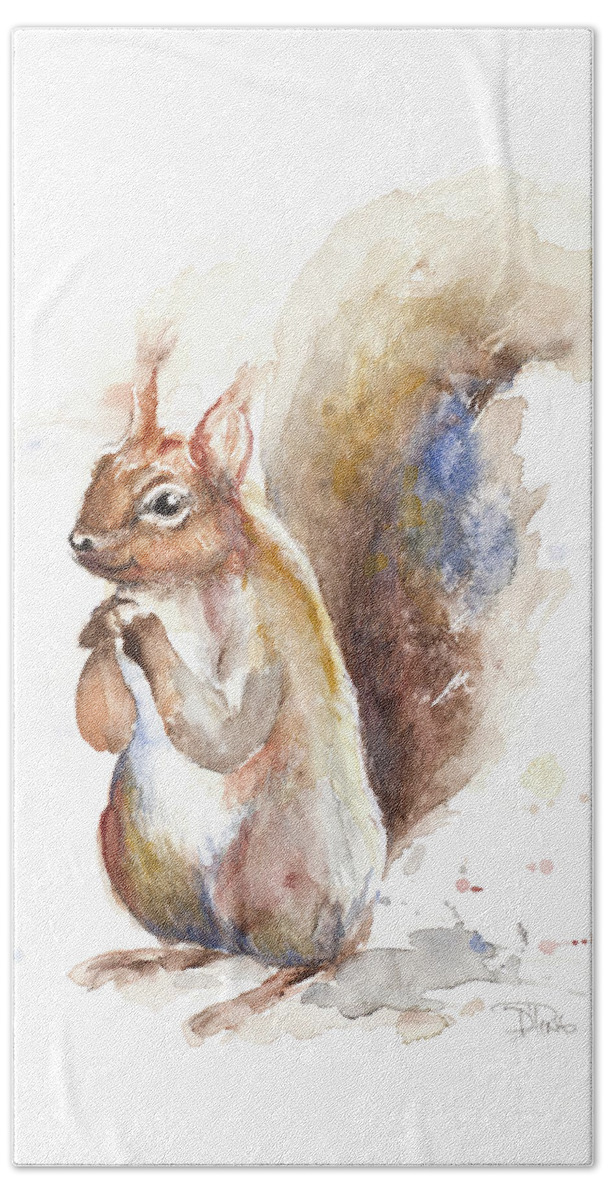 Squirrel Bath Towel featuring the painting Squirrel by Patricia Pinto
