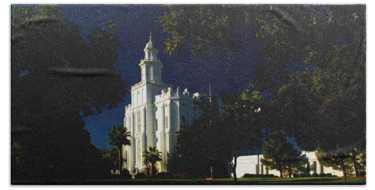Temple Bath Towel featuring the photograph St. George Utah Temple by Nathan Abbott