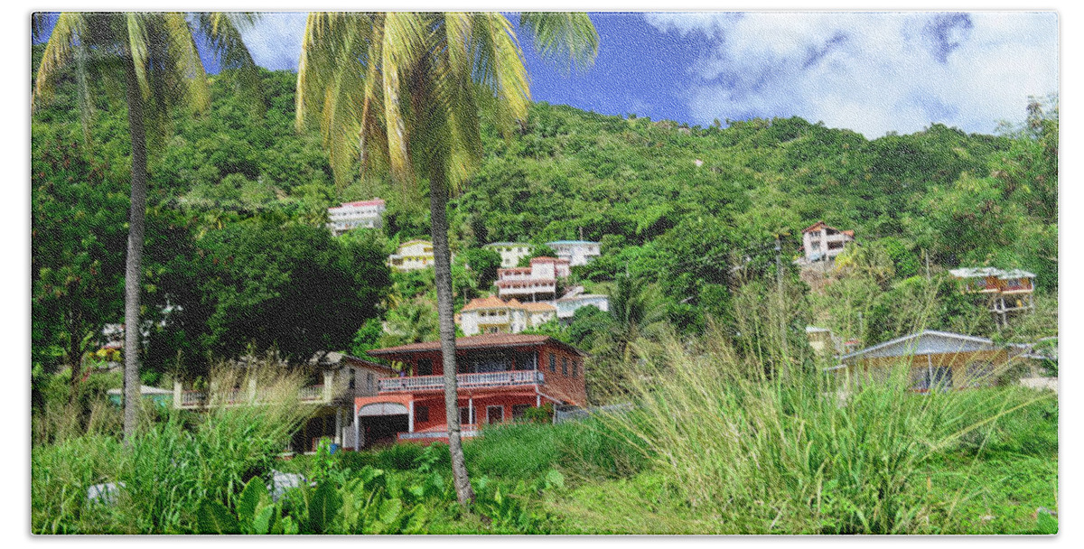 Caribbean Hand Towel featuring the photograph St. Lucia Neighborhood by Segura Shaw Photography