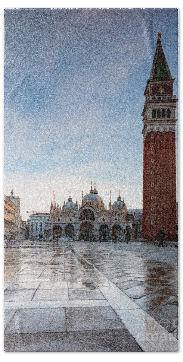 St Mark's Square Bath Towel featuring the photograph St Mark's square at sunrise, Venice, Veneto, Italy by Matteo Colombo