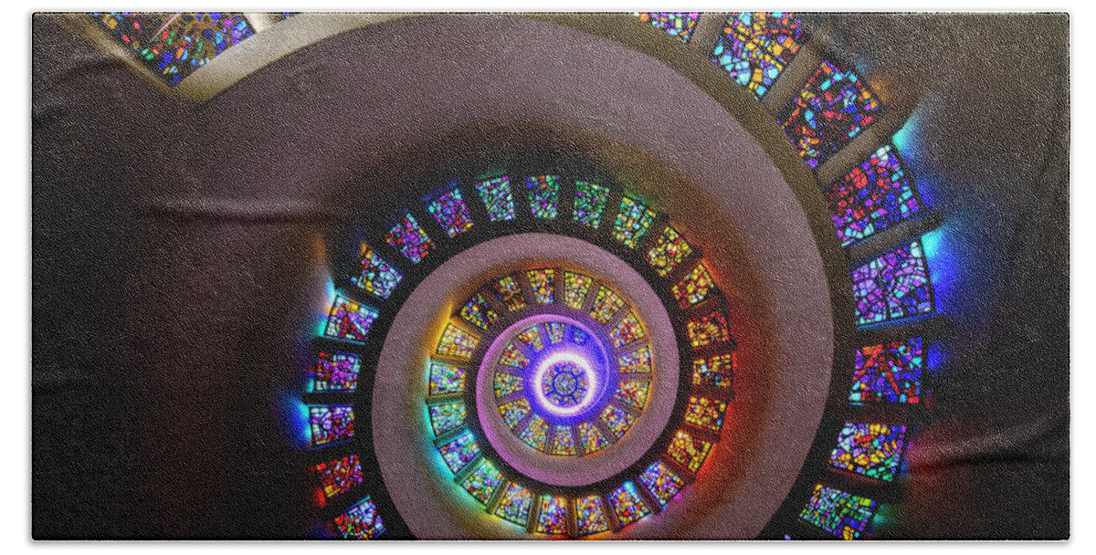 Stained Glass Hand Towel featuring the photograph Stained Glass Spiral by Michael Ash
