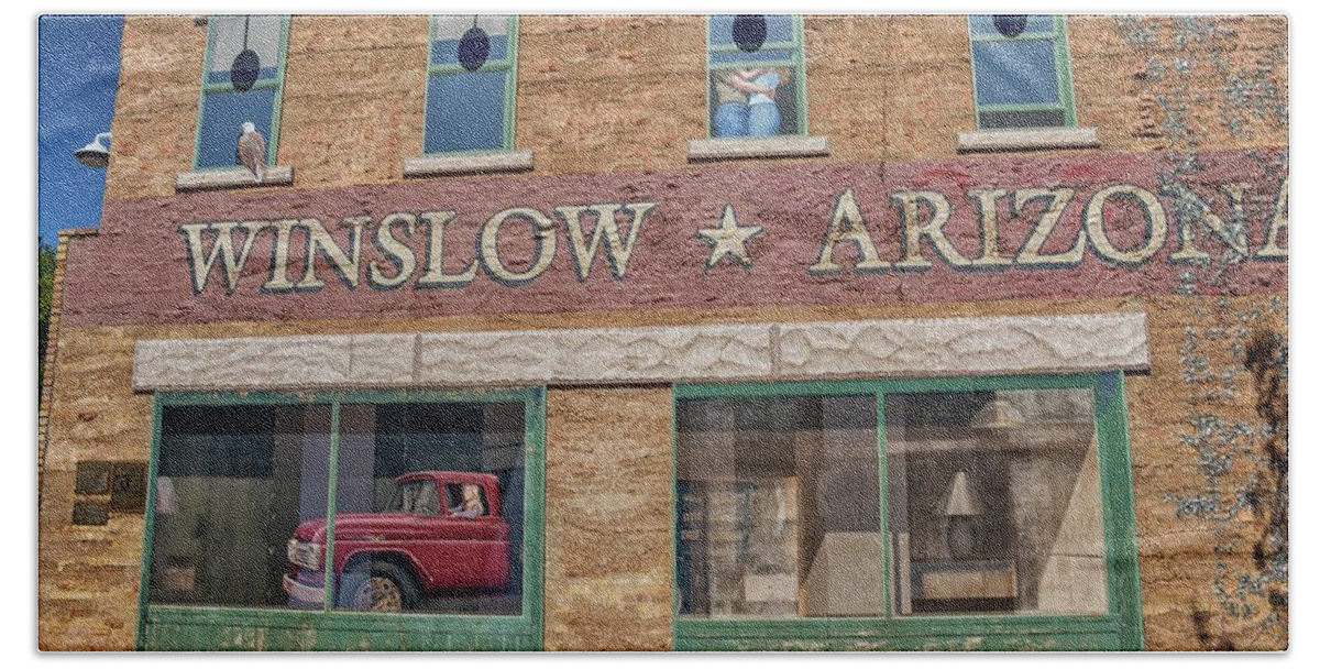 Winslow Bath Towel featuring the photograph Standin On The Corner In Winslow No. 2 by Marisa Geraghty Photography