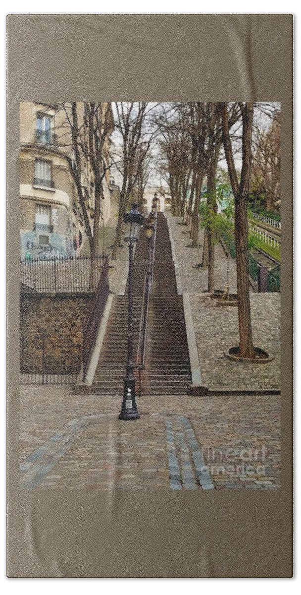 Steps Bath Towel featuring the photograph Steps In Montmartre, Paris by Marcus Dagan