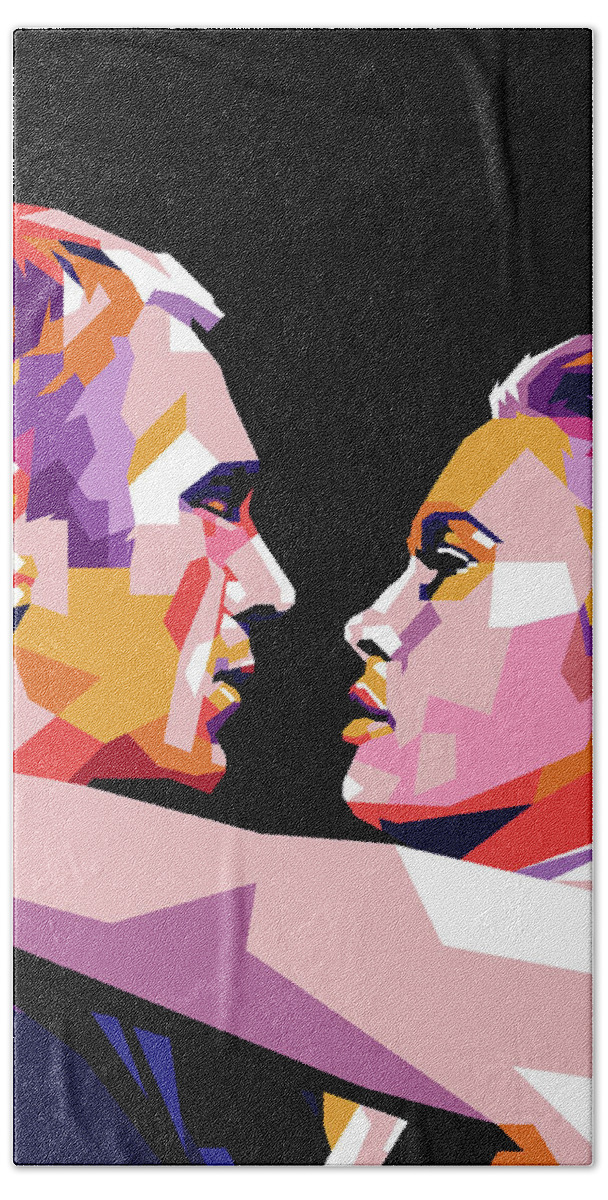 Steve Mcqueen Hand Towel featuring the digital art Steve McQueen and Faye Dunaway by Movie World Posters