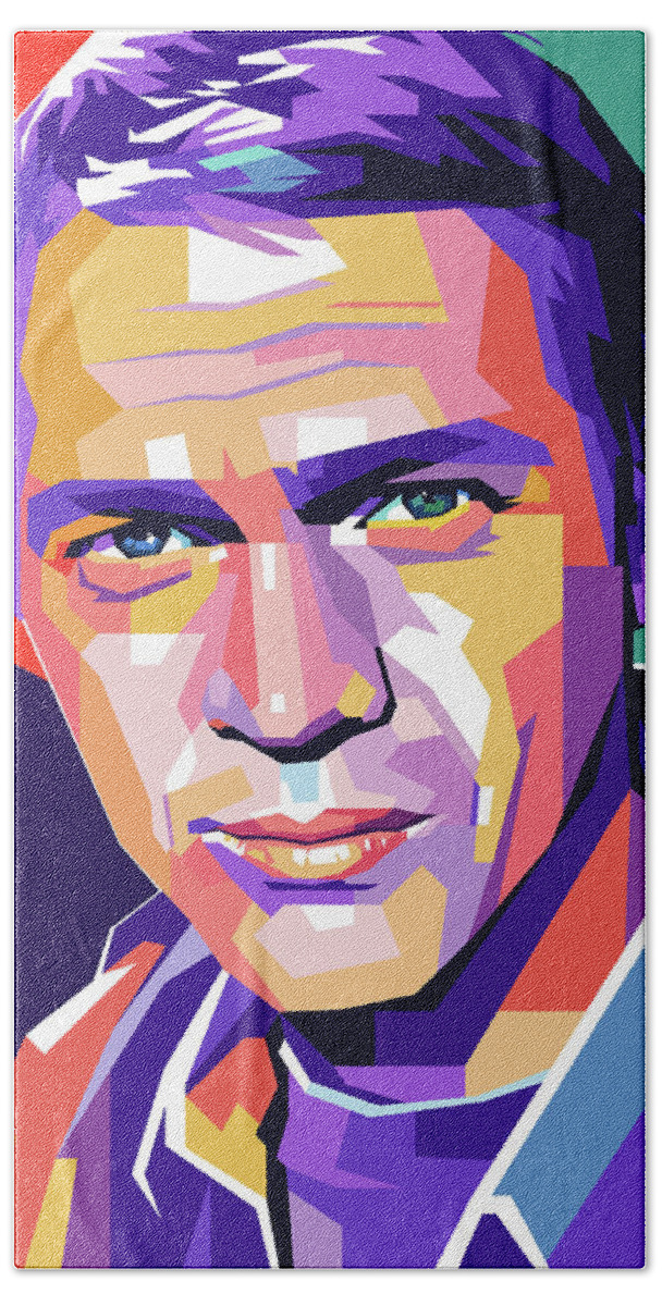 Bio Hand Towel featuring the digital art Steve McQueen -b1 by Movie World Posters