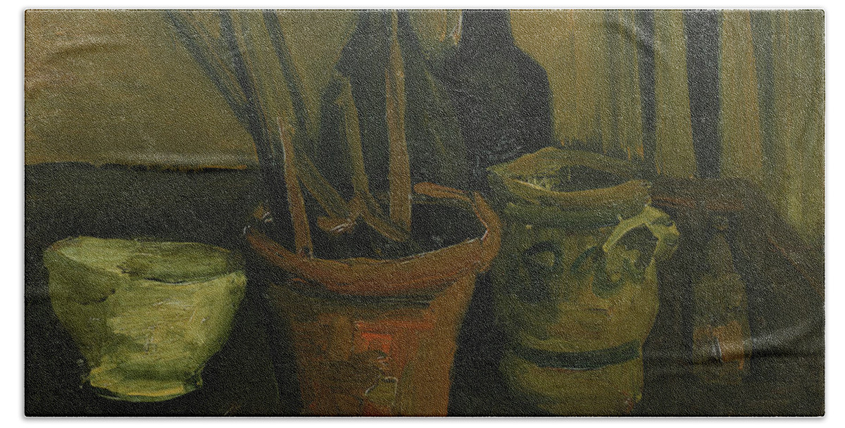 Art Hand Towel featuring the painting Still Life With Brushes In A Flowerpot; Nature Morte Aux Pinceaux Dans Un Pot A Fleurs, 1884 by Vincent Van Gogh