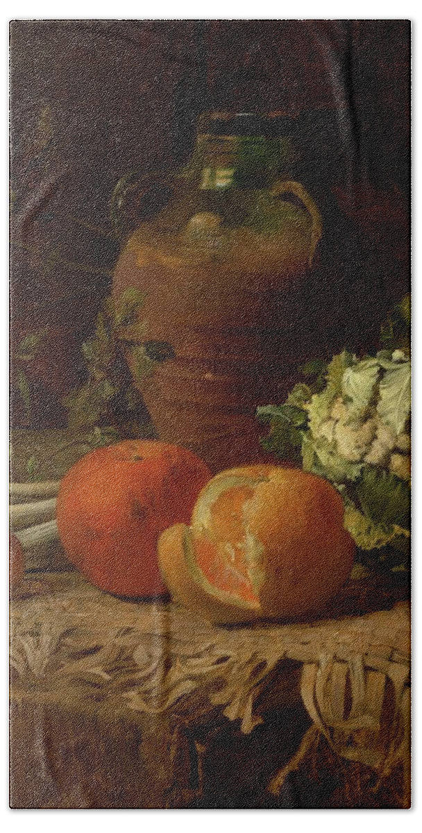 Still Life Hand Towel featuring the painting Still Life With Oranges by Julia Robinson