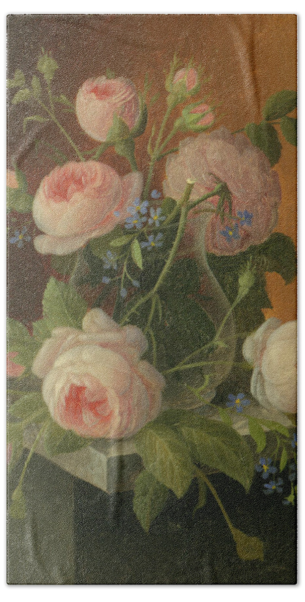 Still Bath Towel featuring the painting Still Life with Roses, circa 1860 by Severin Roesen