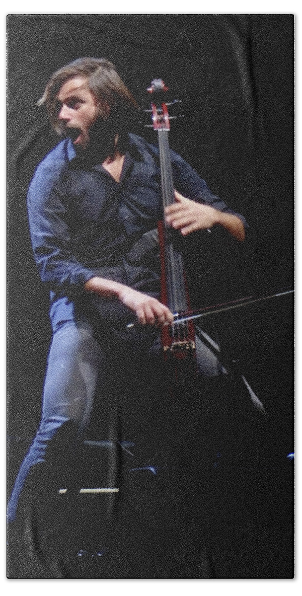 2 Cellos Bath Towel featuring the photograph Stjepan Hauser by James Peterson