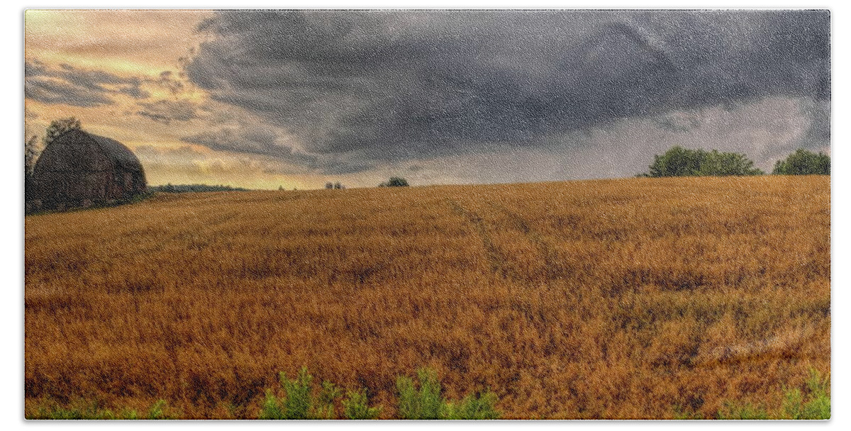 Weather Bath Towel featuring the photograph Storm Over Golden Grain by Dale Kauzlaric