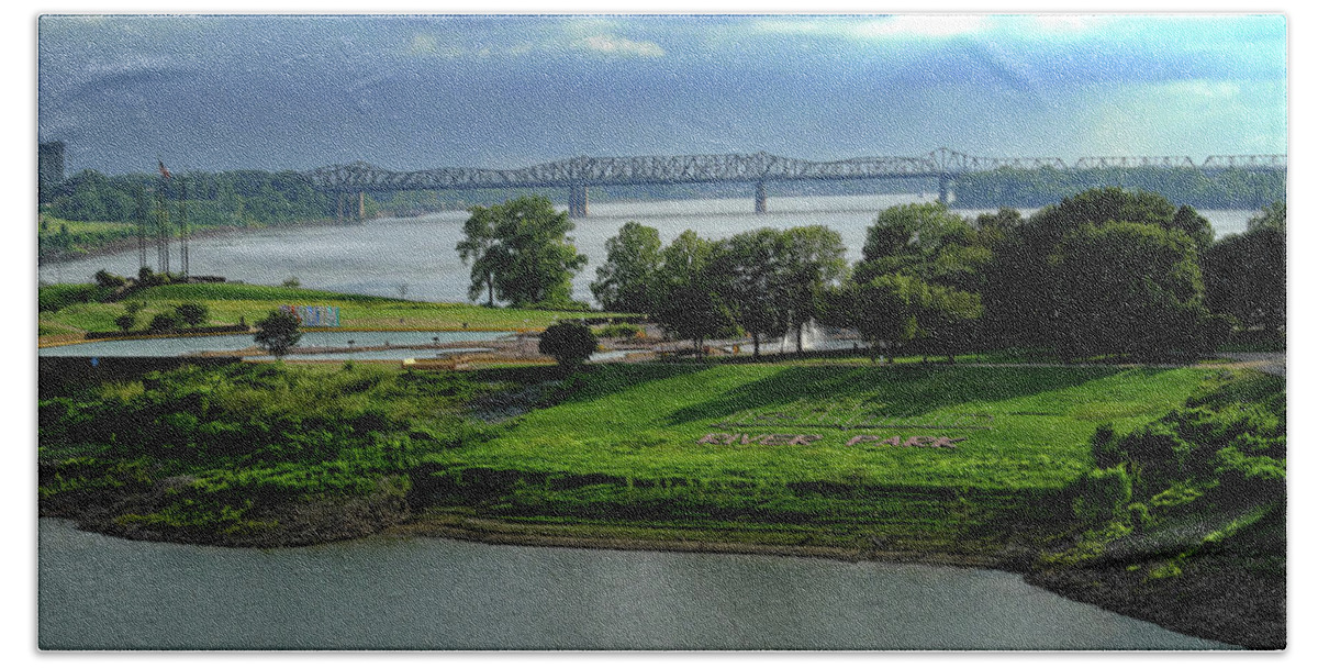 River Bath Towel featuring the photograph Storms over Mud Island by George Taylor