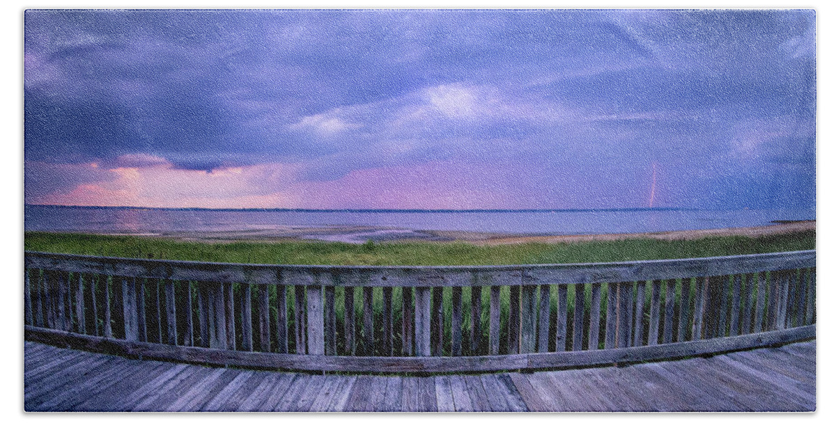 Beach Hand Towel featuring the photograph Stormy Beach Sunset by Steve Stanger