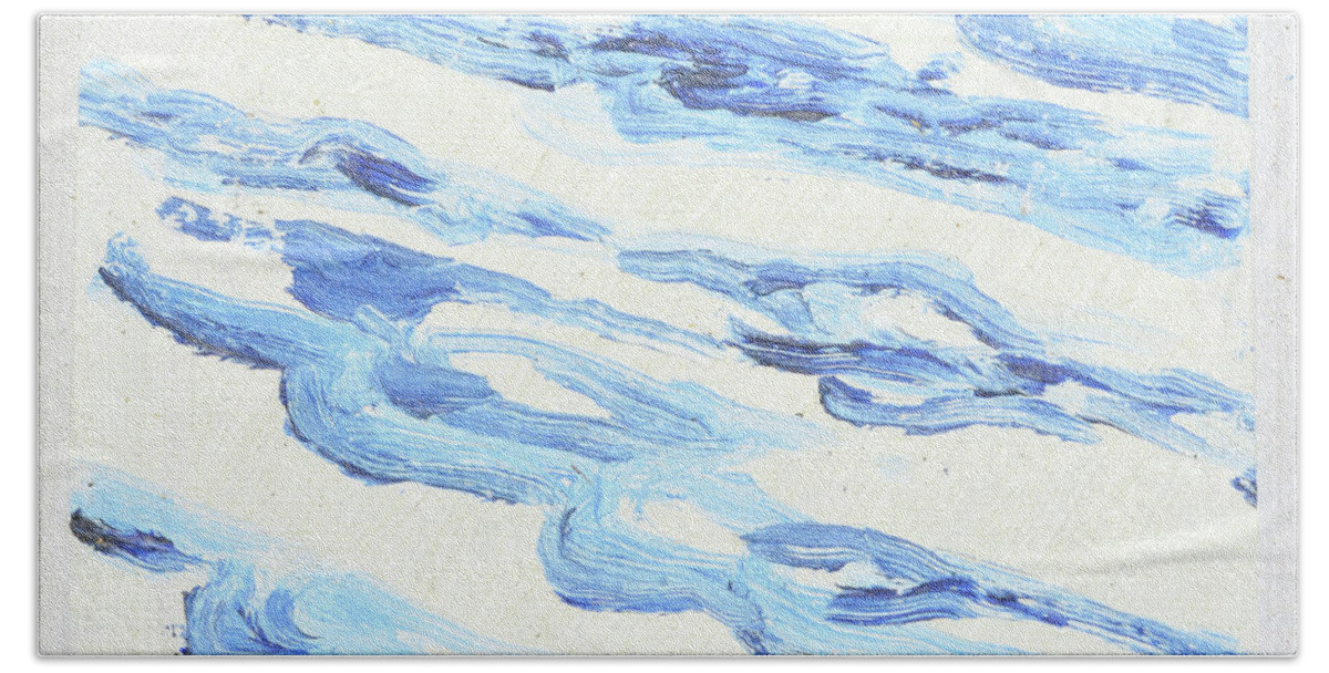 Vatten Hand Towel featuring the painting nr 3 Studies of waves at Lidingoe  Vattenstudie fraan Lidingoe_0078 by Marica Ohlsson