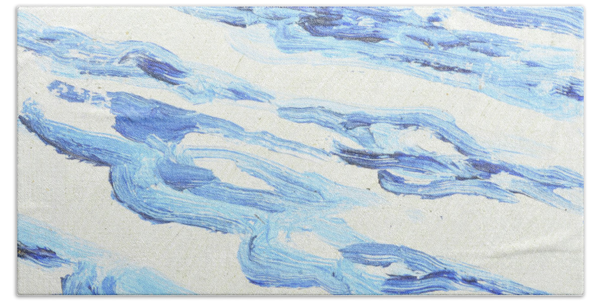 Vatten Hand Towel featuring the painting nr 3 Studies of waves at Lidingoe Vattenstudie fraan Lidingoe_0078_clean_up by Marica Ohlsson