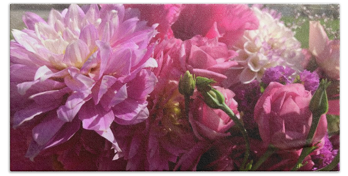 Summer Bath Towel featuring the photograph Summer Pink Bouquet by Carol Groenen