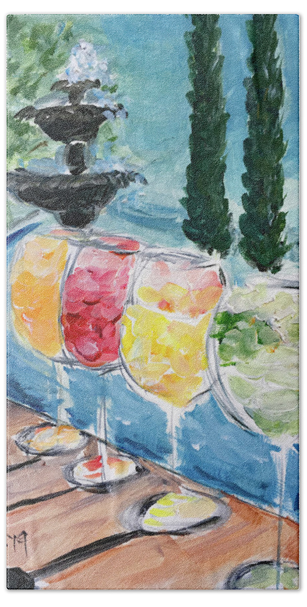 Wine Bath Towel featuring the painting Summer Wine by Roxy Rich