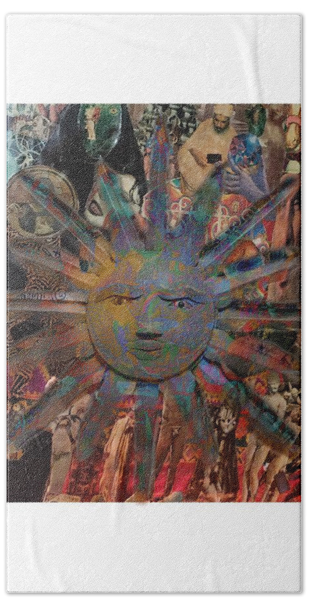 Sun Bath Towel featuring the mixed media Sun by Michelle White