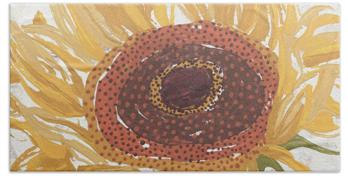 Sunflower Hand Towel featuring the painting Sunflower V by Nikita Coulombe