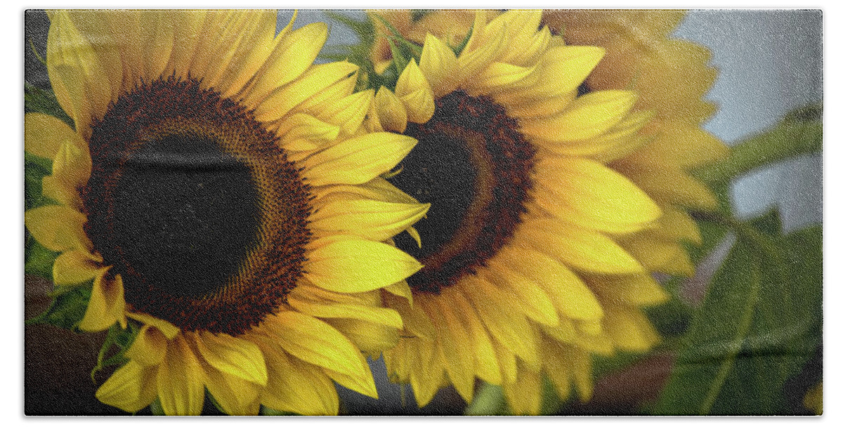 Sunflower Bath Towel featuring the photograph Sunflowers by Debra Kewley