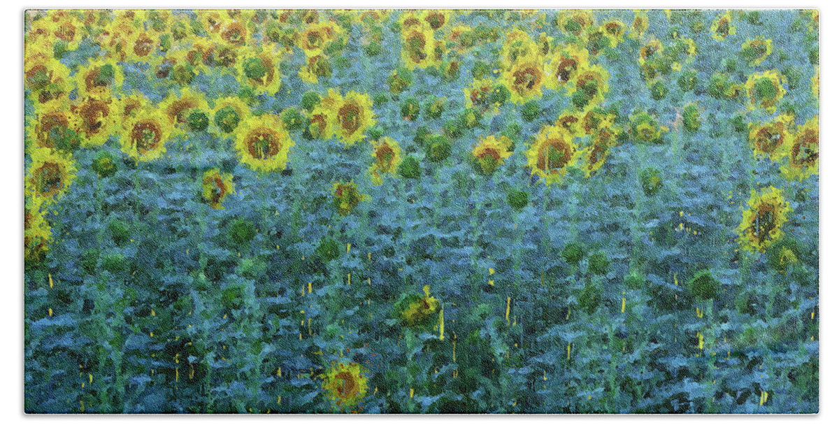 Maryland Bath Towel featuring the painting Sunflowers Paradise - 02 by AM FineArtPrints