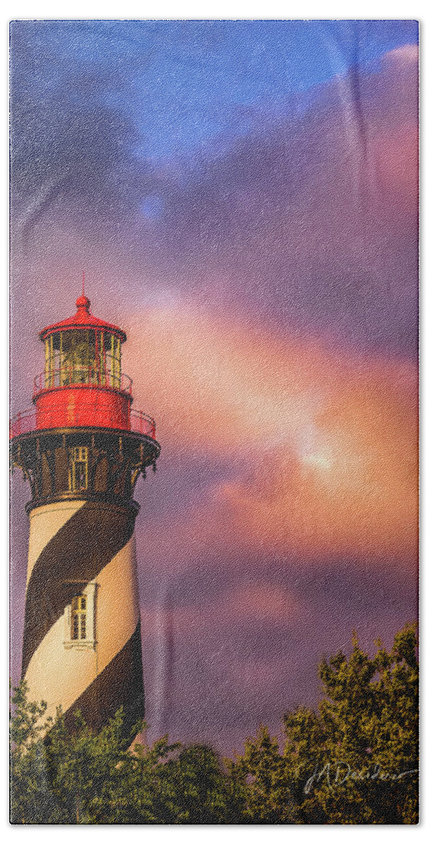 St Augustine Hand Towel featuring the photograph Sunlit Lighthouse by Joseph Desiderio