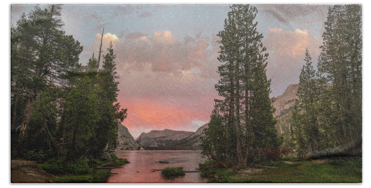 00574870 Hand Towel featuring the photograph Lake Tenaya Sunset, Yosemite by Tim Fitzharris