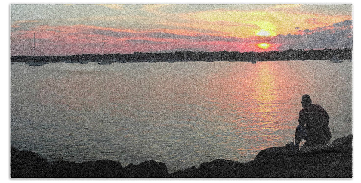Sunset Photo Hand Towel featuring the photograph Sunset at the park by Kenneth Cole