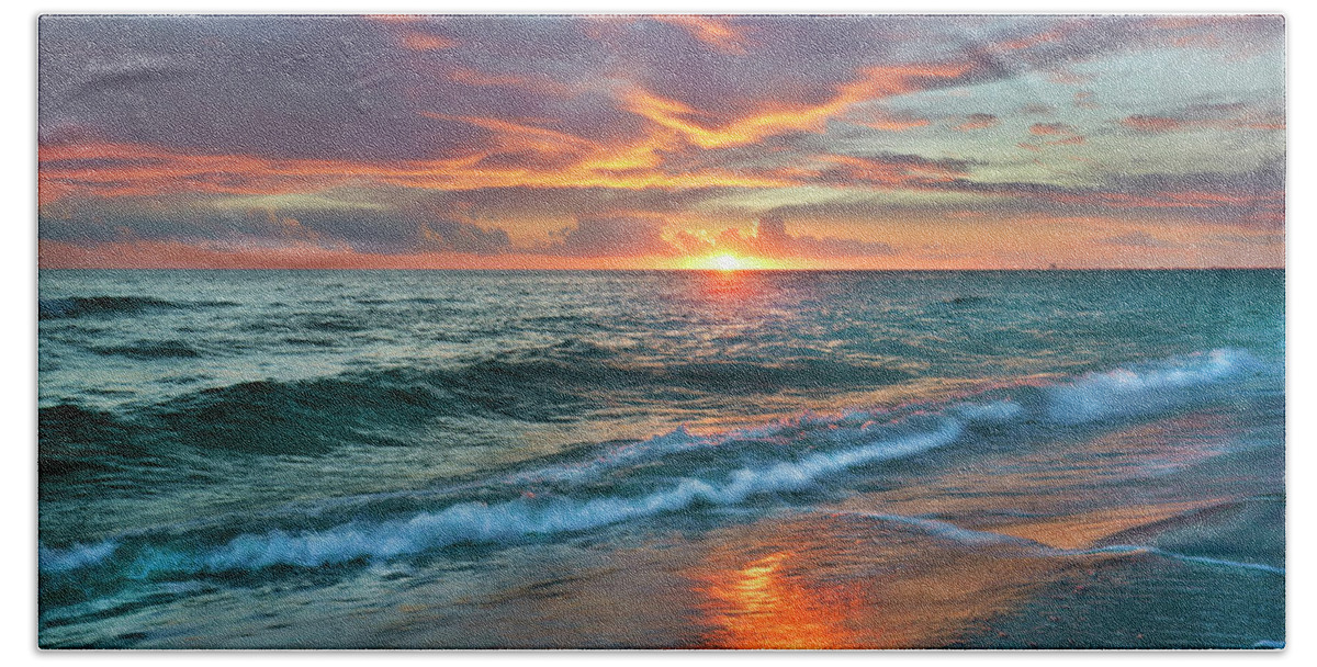 00546381 Bath Towel featuring the photograph Sunset, Gulf Islands National Seashore, Florida by Tim Fitzharris