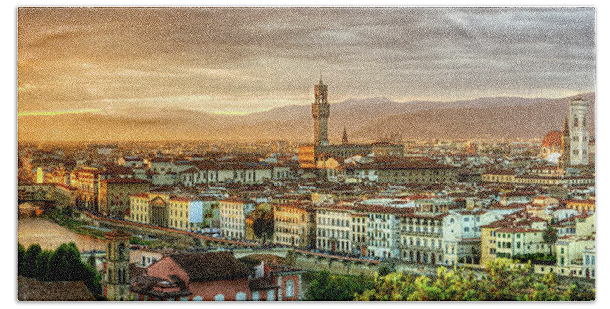 Florence Hand Towel featuring the photograph Sunset in Florence by Weston Westmoreland