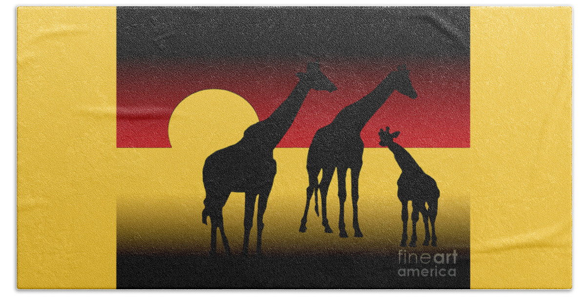 Serengeti Hand Towel featuring the digital art Sunset In The Serengeti by Kirt Tisdale