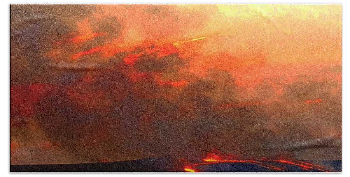 Fire Hand Towel featuring the photograph Sunset Prairie Burn by Michael Oceanofwisdom Bidwell