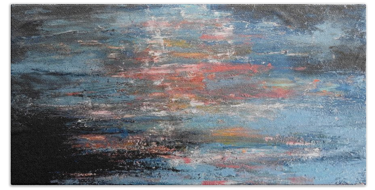 Acrylic Bath Towel featuring the painting Sunset Shadows by Petra Burgmann