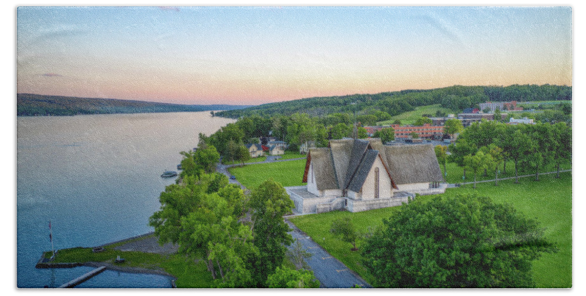 Finger Lakes Bath Towel featuring the photograph Sunset Sky Norton Chapel by Anthony Giammarino