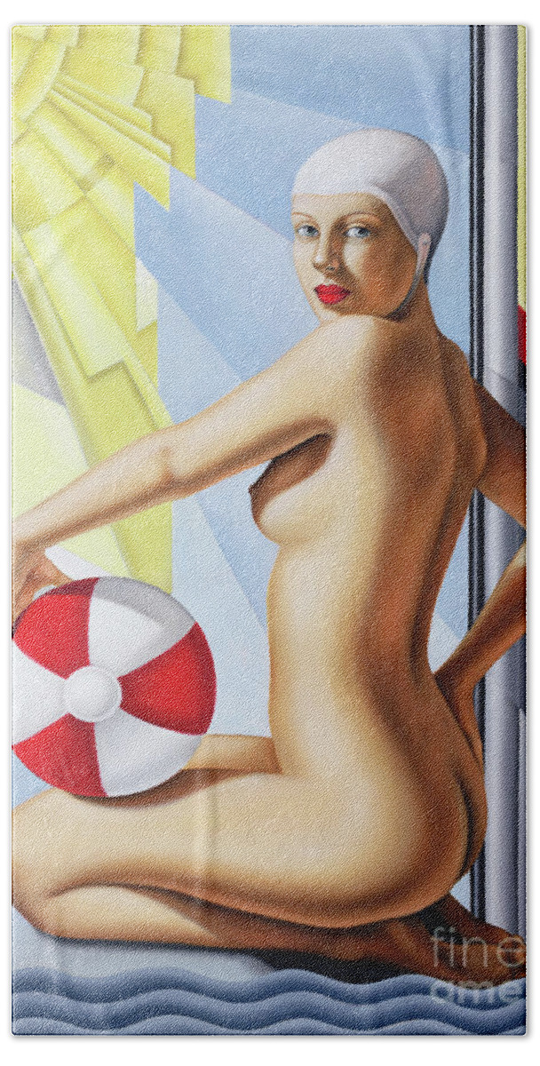 Nude Hand Towel featuring the painting Sunworshipper I by Catherine Abel