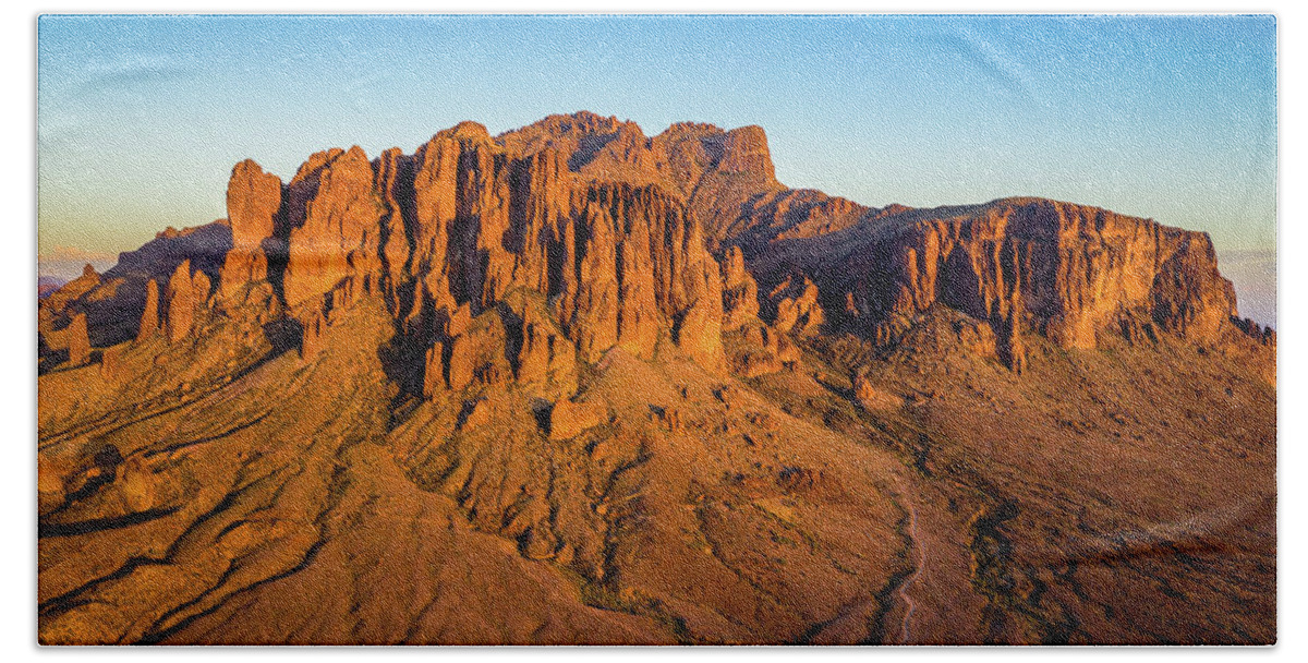 Superstition Mountains Bath Towel featuring the photograph Superstitious by Clinton Ward