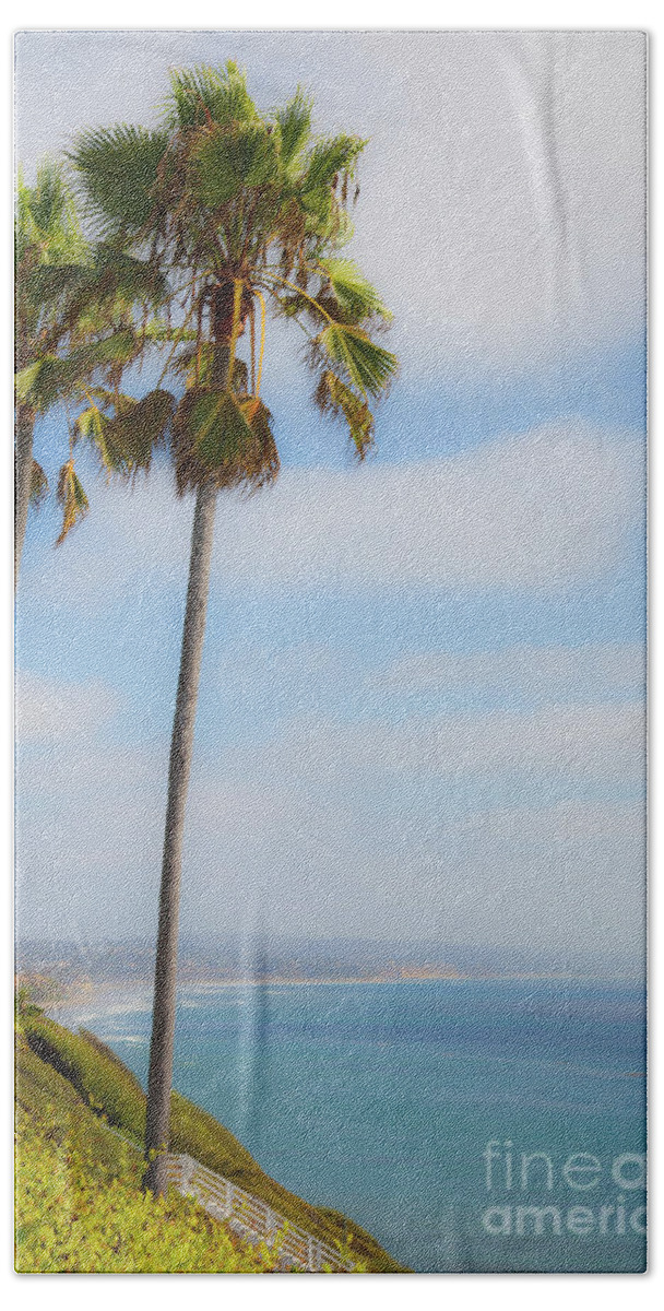 Surfer Art Bath Towel featuring the photograph Twin Palms over Pacific by Catherine Walters