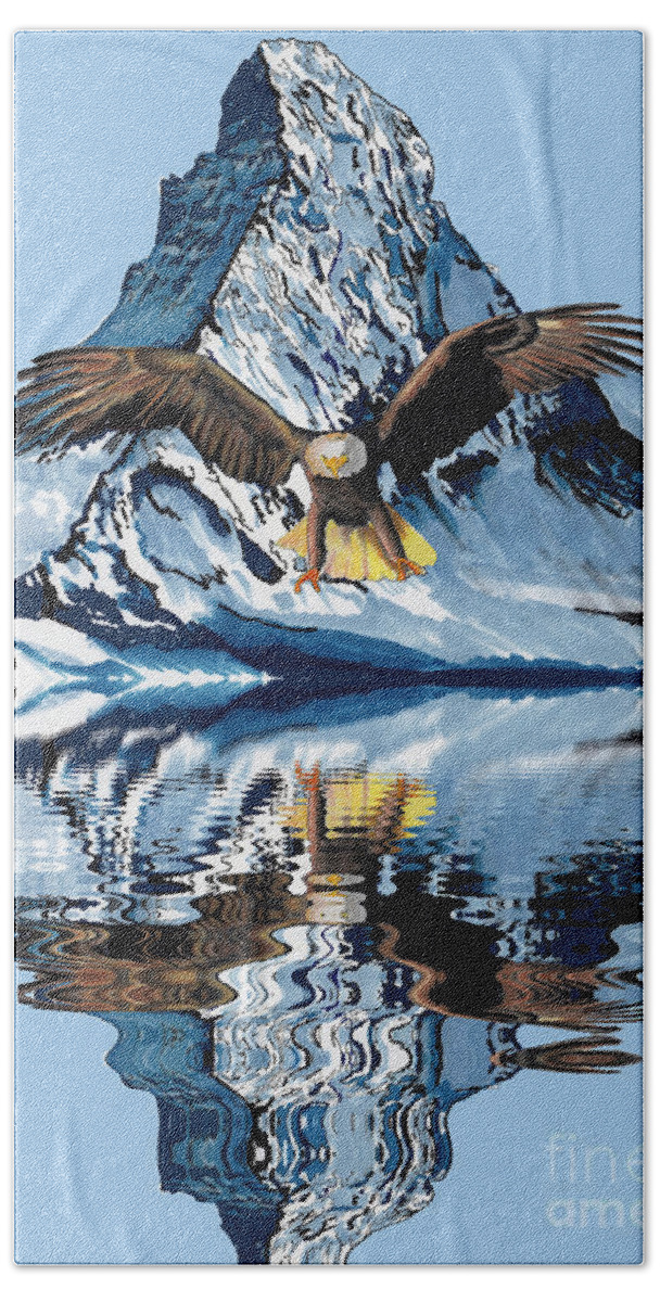 Eagle Bath Towel featuring the drawing Swooping Eagle by Bill Richards