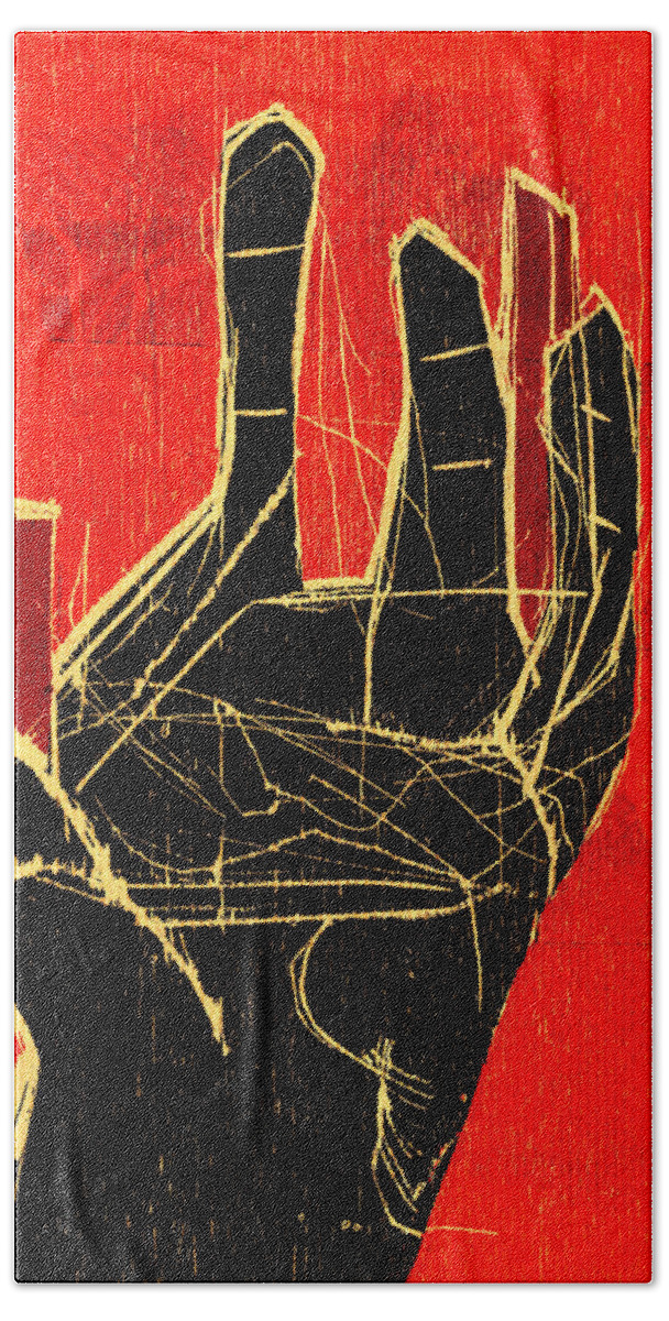 Hand Bath Towel featuring the relief Table Hand by Edgeworth Johnstone