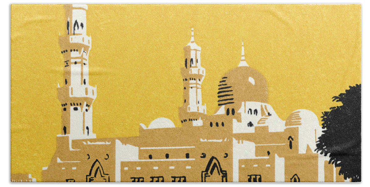 Campy Bath Towel featuring the drawing Taj Mahal by CSA Images