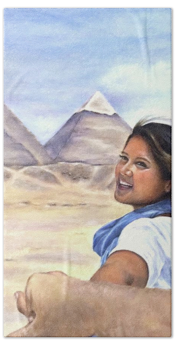 Egypt Hand Towel featuring the painting Take My Hand by Dr Pat Gehr