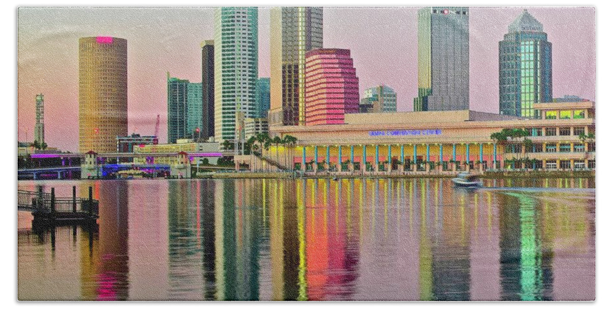Tampa Bath Towel featuring the photograph Tampa in Vivid Color by Frozen in Time Fine Art Photography