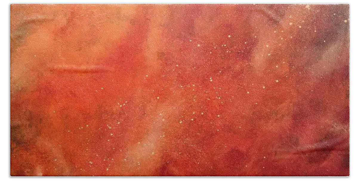 Orange Bath Towel featuring the painting Tangerine Nebula Cloud by Esperanza Creeger