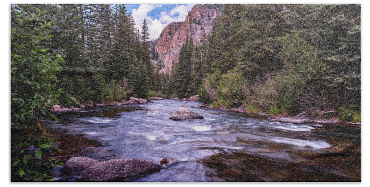 Almont Bath Towel featuring the photograph Taylor River by Brenda Jacobs