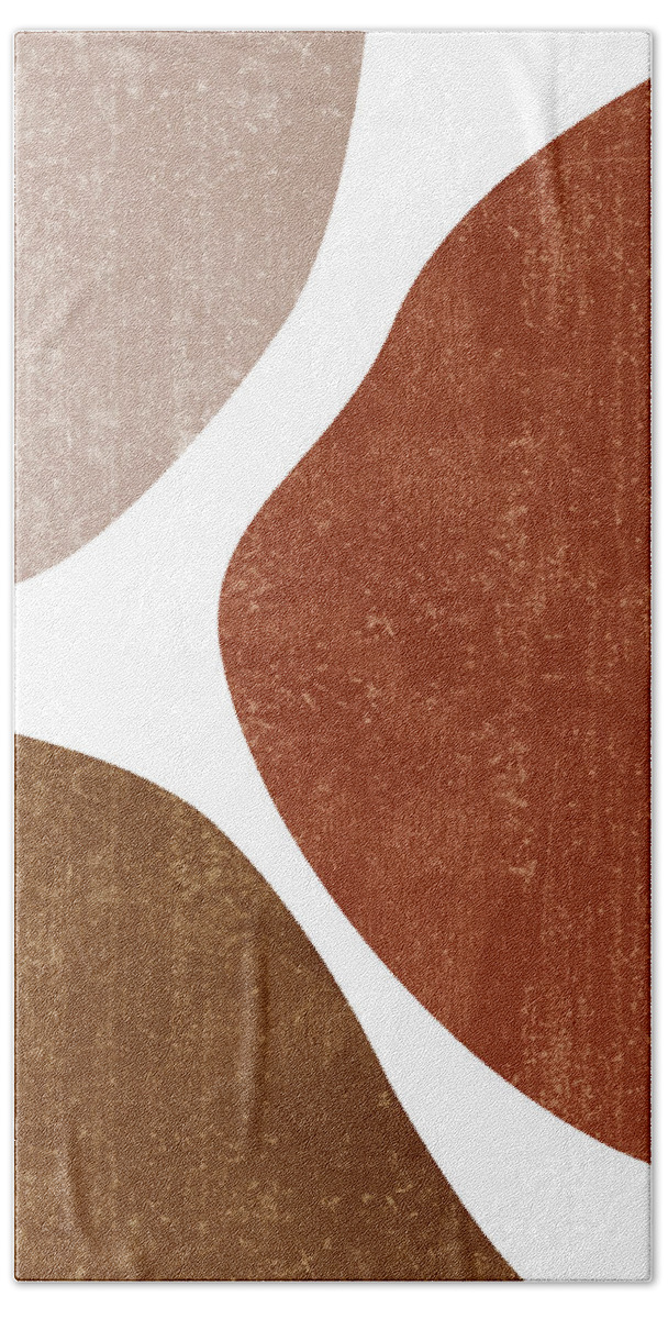 Terracotta Hand Towel featuring the mixed media Terracotta Art Print 1 - Terracotta Abstract - Modern, Minimal, Contemporary Abstract - Brown, Beige by Studio Grafiikka